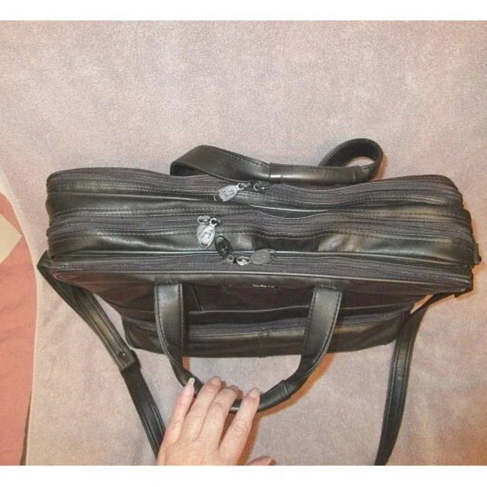 Vtg Geoffrey Beene Leather Executive Briefcase Business Travel Attache Bag